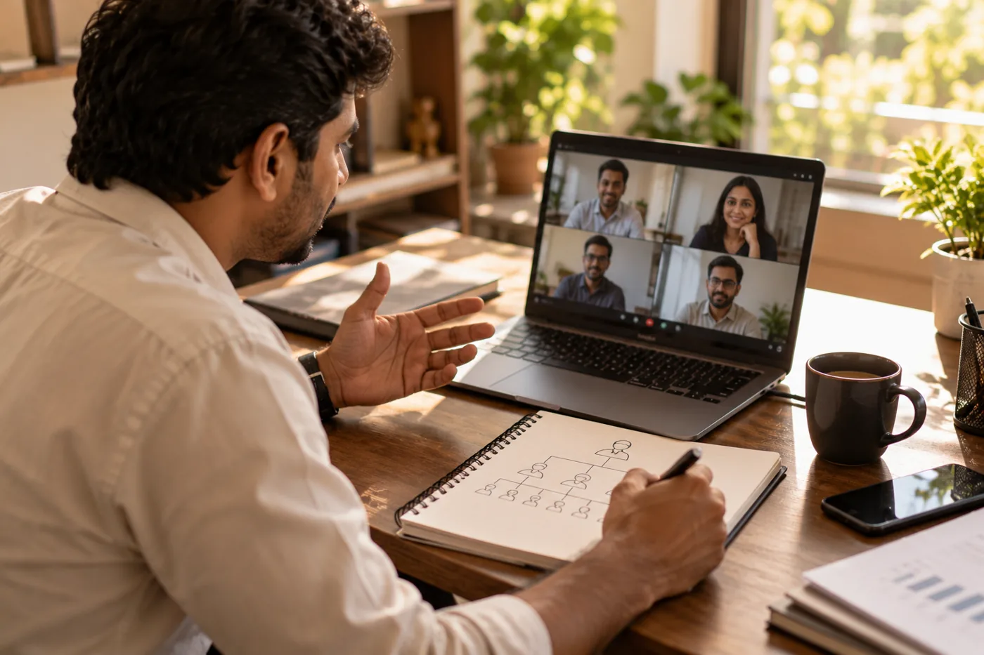A Japaate specialist on a video call mapping a brand's sales hierarchy