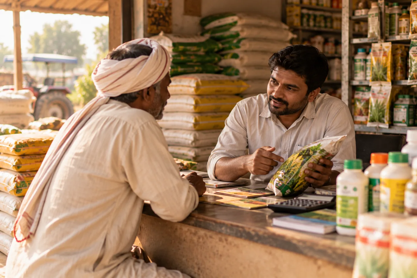 Seed sacks at a rural dealer